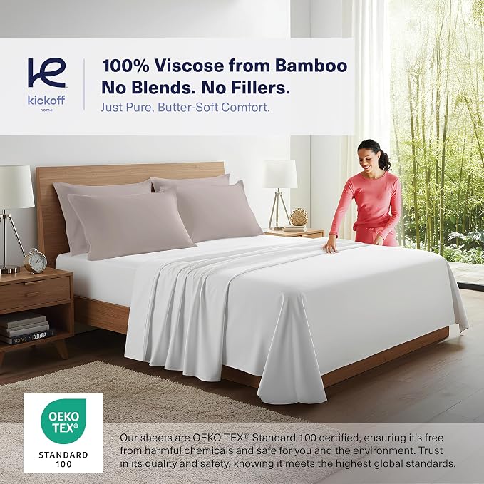 Kickoff Viscose Bamboo Pillowcase, 100% Organic Hidden Zippered Viscose Bamboo - Image 2