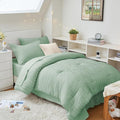 HYMOKEGE Sage Green Twin XL Comforter Set Seersucker 5 Pieces, All Season by HYMOKEGE
