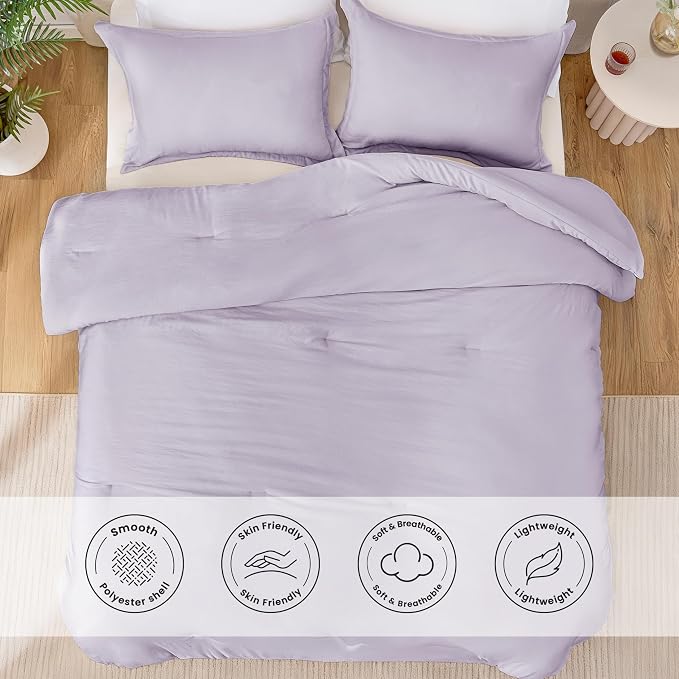 Love's cabin Lavender Full Comforter Set, 3-Piece Prewashed Bed Set - Image 3