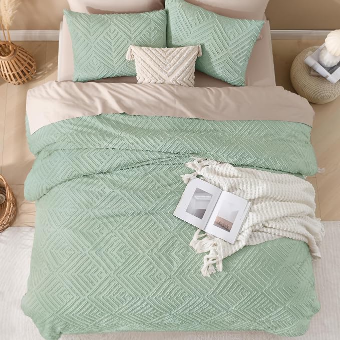 Andency Comforter Oversized King Size Set 120"x98", 3 Pieces Sage Green Soft - Image 7