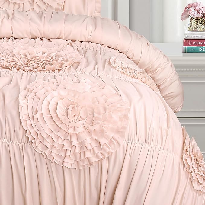 Lush Decor Serena Comforter Set, 2 Piece Set, Twin XL, Blush - Image 2
