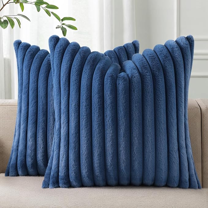 Pallene Faux Fur Plush Throw Pillow Covers 20x20 Set of 2, Luxury Soft Fluffy by PALLENE