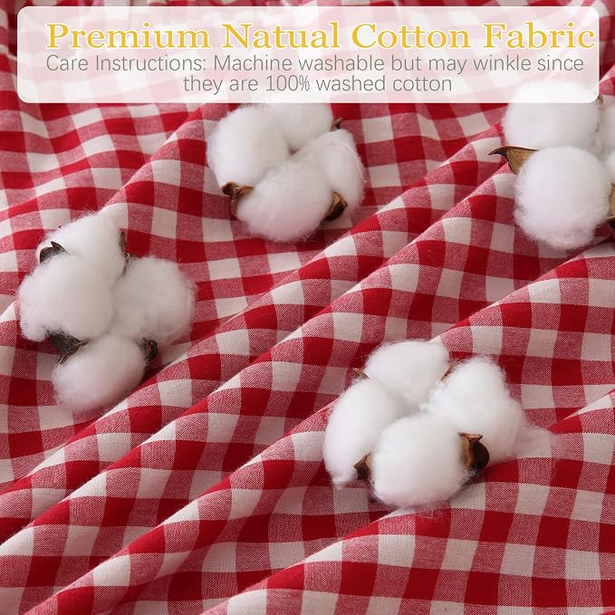 14x36 inches Red/White Plaid Ruffle Lumbar Gingham Pillow Sham 1 Piece - Image 7