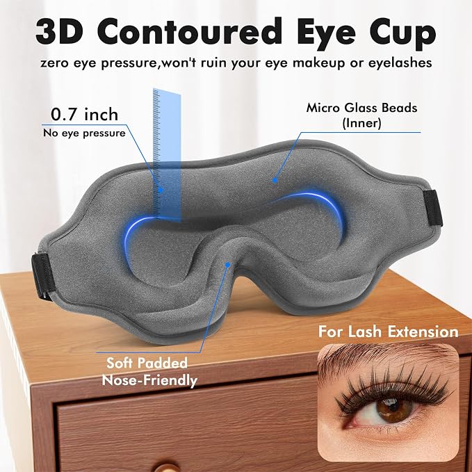 Weighted Eye Mask for Sleeping, 3D Contoured Sleep Mask Blackout - Image 4