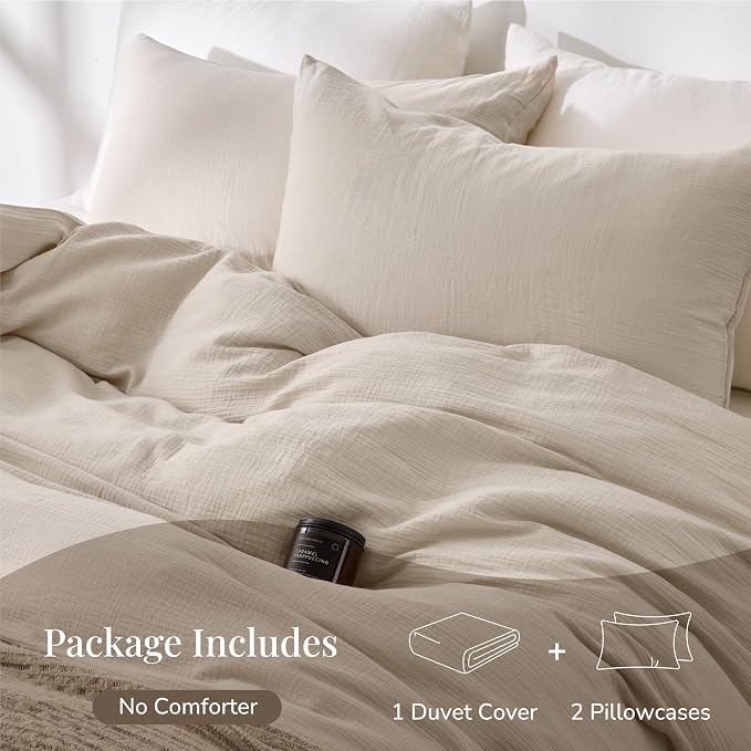 RRENEWROOTS Gream Gray Twin Duvet Cover, 100% Sandwashed Cotton Soft Twin Size - Image 3