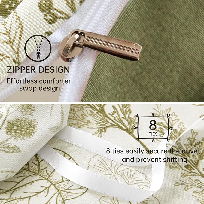 BOLINLIVING Floral Duvet Cover King Size, Breathable Soft Microfiber Bedding Set - Image 7