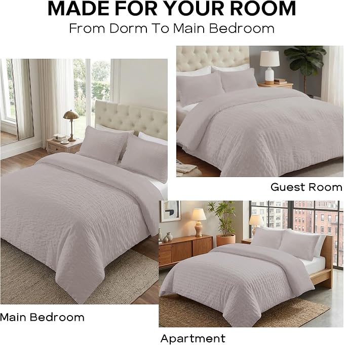 Cozyide Light Grey Duvet Cover Queen, 3 Pieces Bedding Duvet Covers, Soft - Image 7
