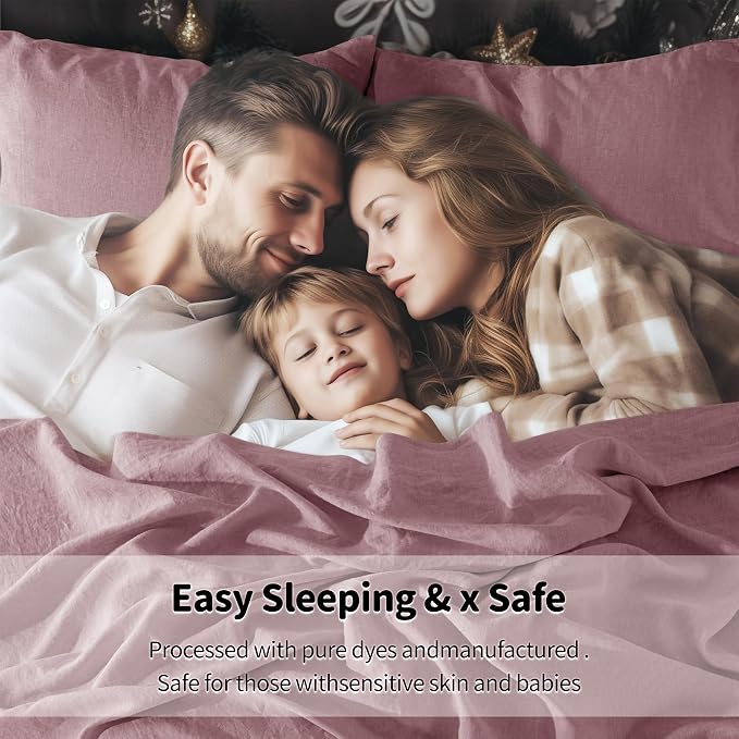 LBRO2M 100% Pure Linen Sheet Set Deep Pocket Up to 16" Bed Sheets Sets - Image 5