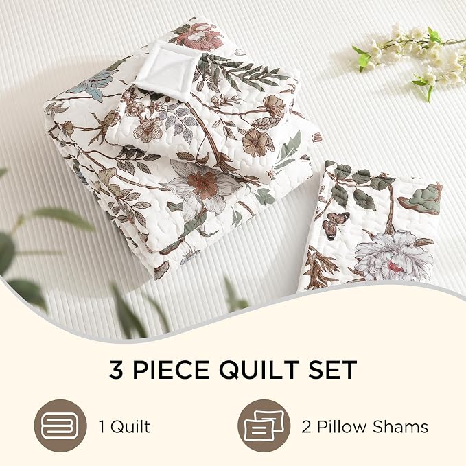 Litanika Floral White Quilt Queen Size - Image 9