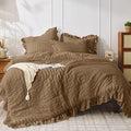 JOLLYVOGUE Twin Size Comforter Set, 2 Pieces Oak Brown Seersucker Lightweight by JOLLYVOGUE