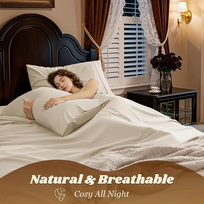 LBRO2M 1000 Thread Count 100% Egyptian Cotton Sheets Set King Size, 4 Piece - Image 5