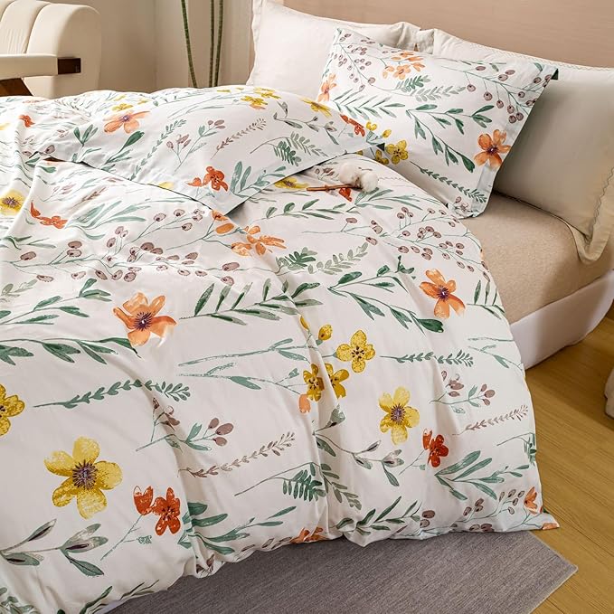 OAITE Duvet Cover Set Twin Size Floral Pattern Ultra Soft 100% Cotton Duvet - Image 5