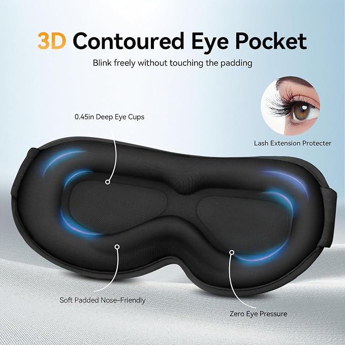 Blackout Sleep Mask for Men & Women: Weighted 3D Contoured Night Eye Cover - Image 4