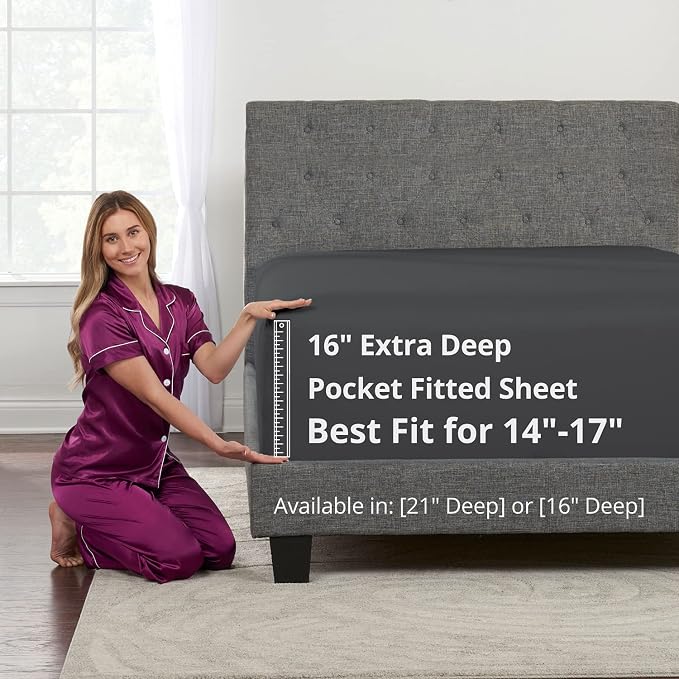 King Deep Pocket Fitted Bed Sheets by DeaLuxeBedding