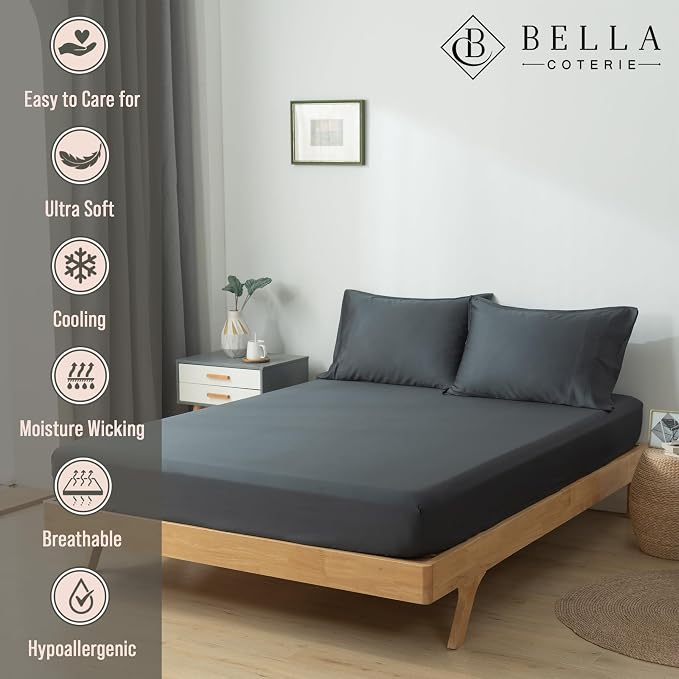 Bella Coterie Luxury Bamboo Viscose Cal King Size Fitted Sheet Only | 100% - Image 2