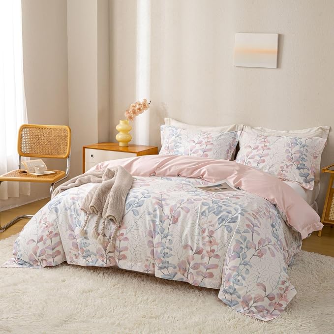 OAITE Duvet Cover Set King Size Floral Pattern Ultra Soft 100% Cotton Duvet - Image 3