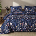 Yiran King Size Comforter Set, 7 Pieces Navy Blue Floral Soft Bedding Sets by Yiran