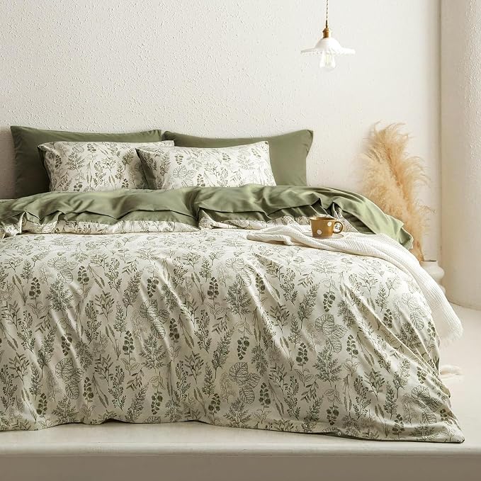 BOLINLIVING Floral Duvet Cover King Size, Breathable Soft Microfiber Bedding Set by BOLINLIVING