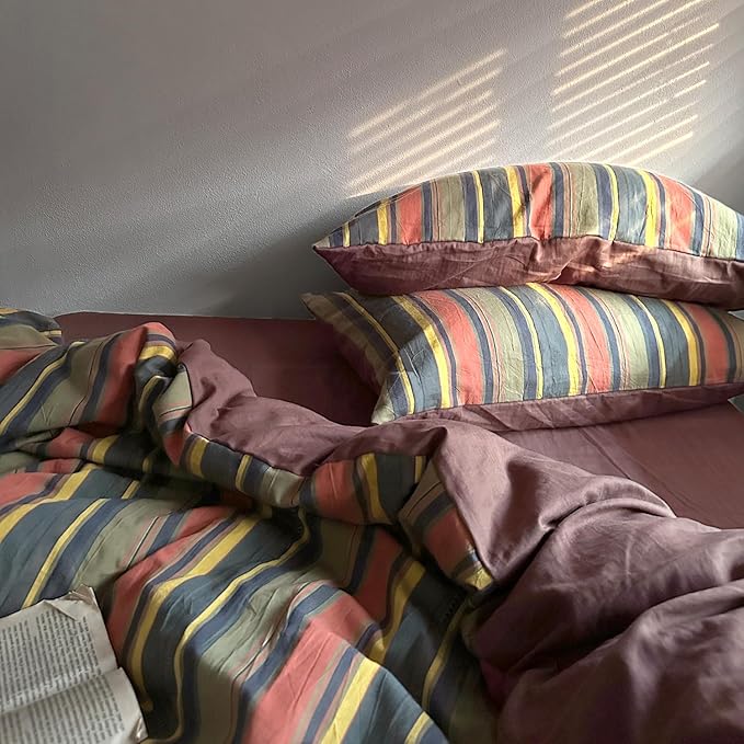 mixinni Vintage Striped Duvet Cover Set Full Size - Image 6