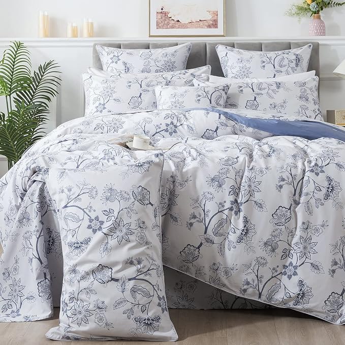 FADFAY Duvet Cover Set King/Cal King Floral Bedding Percale Cotton 600 TC by CottonWorldSweetDream