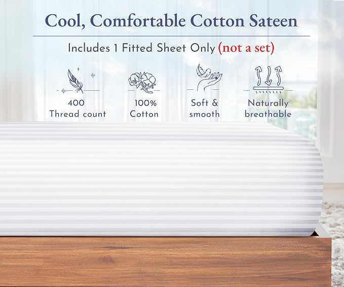 California Design Den Natural 100% Cotton Fitted Sheet Full Size Only - Image 5