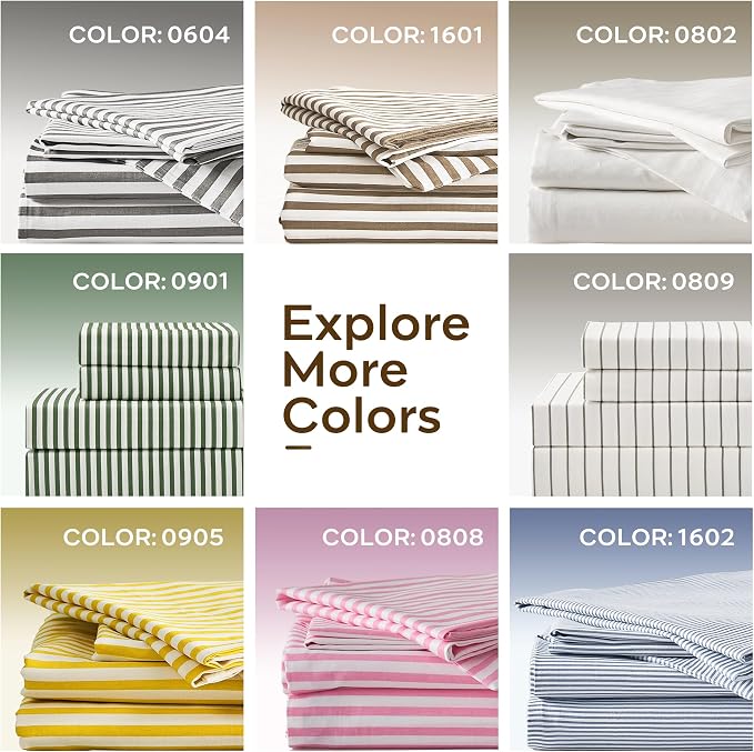 JELLYMONI 100% Natural Cotton Striped Duvet Cover Sets, - Image 7