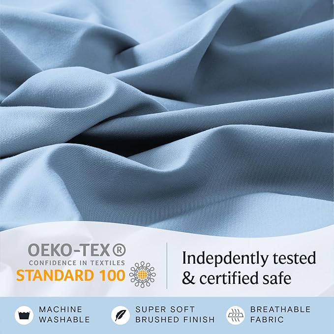 LuxClub 5 PC Split King Sheet Set, Breathable Luxury Bed Sheets, Deep Pockets - Image 5