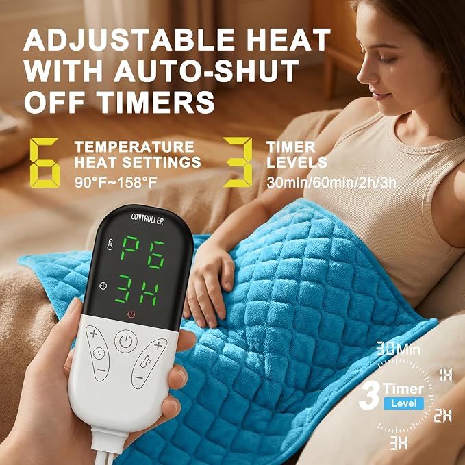 King Size Electric Heating Pad for Back Pain 32"x24" Extra Large Heating Pad - Image 5