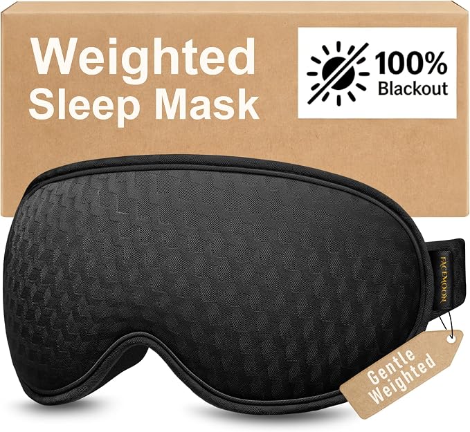Blackout Weighted Eye Mask for Sleeping: 3D Contoured Gentle-Pressure Sleep by FACEMOON