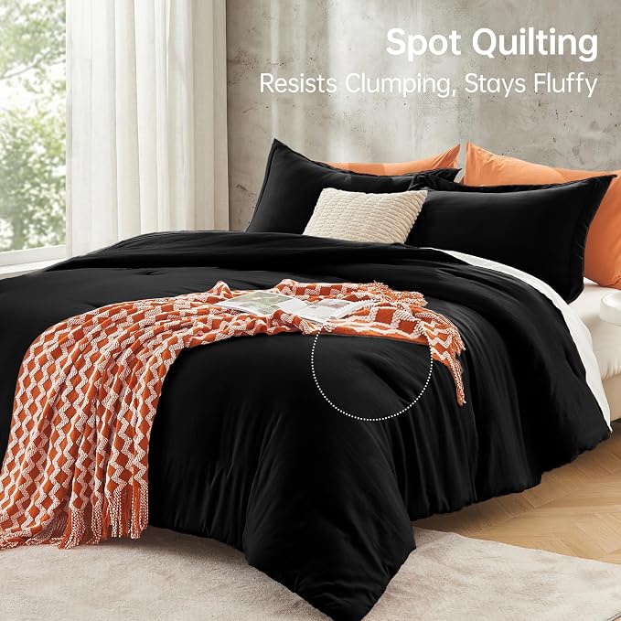 MUXHOMO Black Full Comforter Sets, All Season Ultra Soft Down Alternative - Image 5