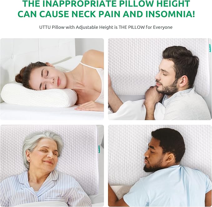UTTU Cervical Pillow for Neck Pain Relief, Memory Foam Neck Pillow for Sleeping - Image 3