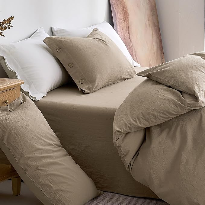 JELLYMONI 100% Washed Cotton Duvet Cover Queen – Soft, Breathable Linen-Look - Image 9