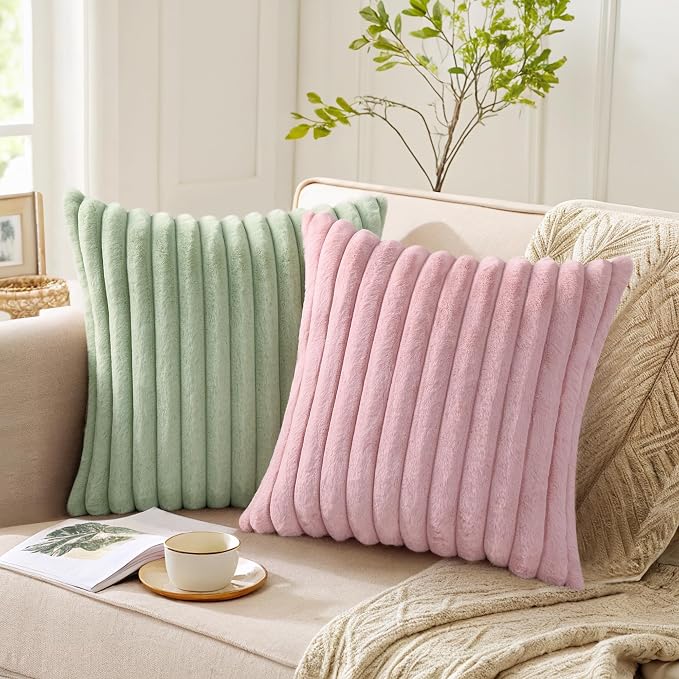 Pallene Faux Fur Plush Throw Pillow Covers 20x20 Set of 2, Luxury Soft Fluffy - Image 5
