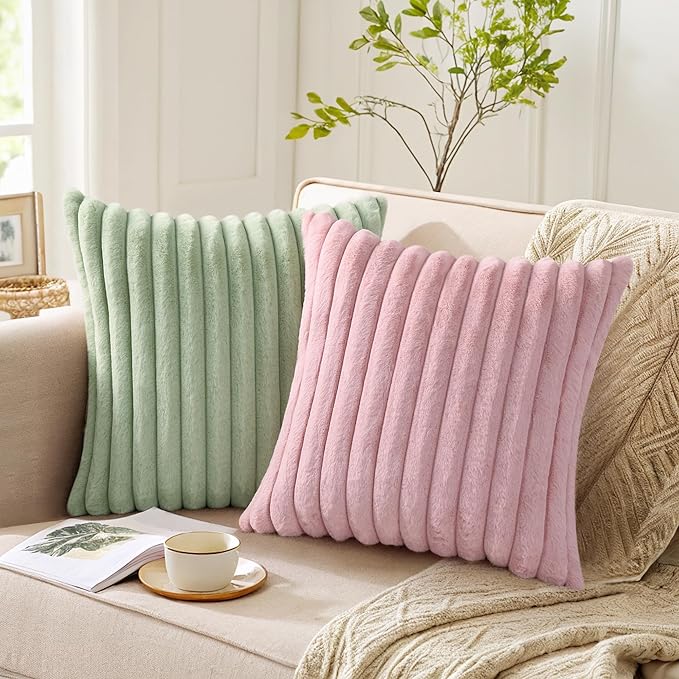 Pallene Faux Fur Plush Throw Pillow Covers 16x16 Set of 2, Luxury Soft Fluffy - Image 5
