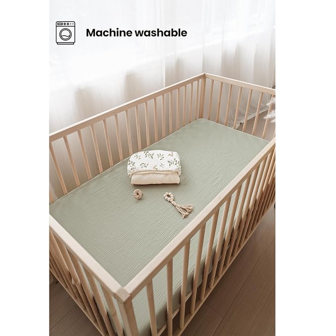 Konssy Muslin Crib Sheets 2 PCS, 100% Cotton Baby Crib Sheets - Image 4