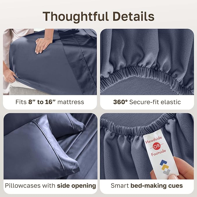 California Design Den Soft 100% Cotton Queen Size Bed Sheets Set, 400 TC Good - Image 6