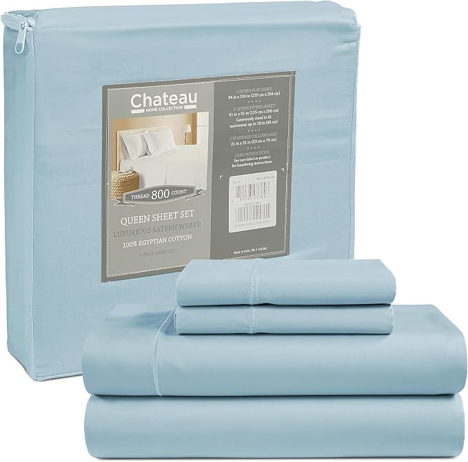 100% Egyptian Cotton Bed Sheets Full Size Bed Set, 800TC Sateen Weave 15" Deep - Image 8