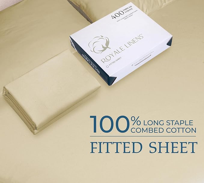 Royale Linens 400 Thread Count 100% American Grown Cotton Fitted Sheet Full Size - Image 9