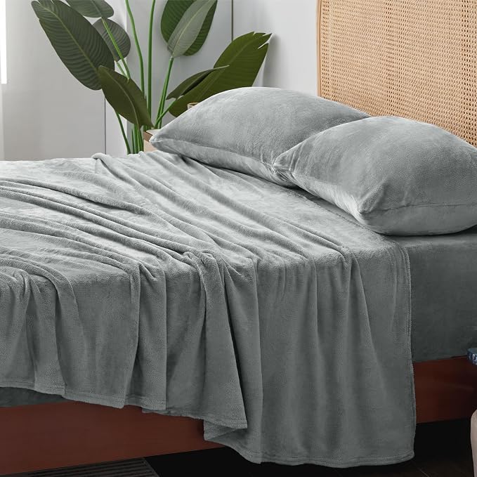 BEDELITE Flannel Sheets King Size Grey - Image 9
