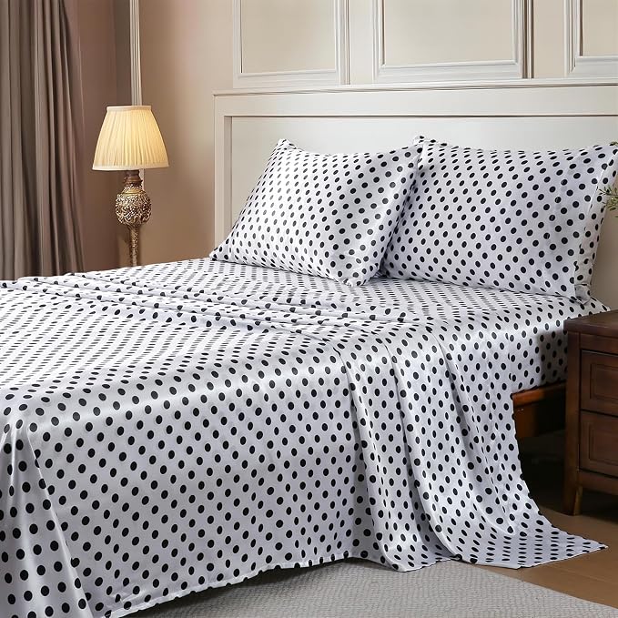 MR&HM Satin Bed Sheets with Elastic Corner Straps, King Size Sheets Set by MRHM