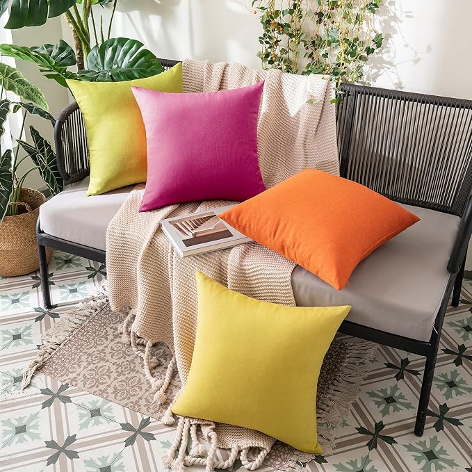MIULEE Pack of 2 Decorative Outdoor Solid Waterproof Throw Pillow Covers Faux - Image 4