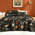 Litanika Floral Black Quilt King Size by Litanika