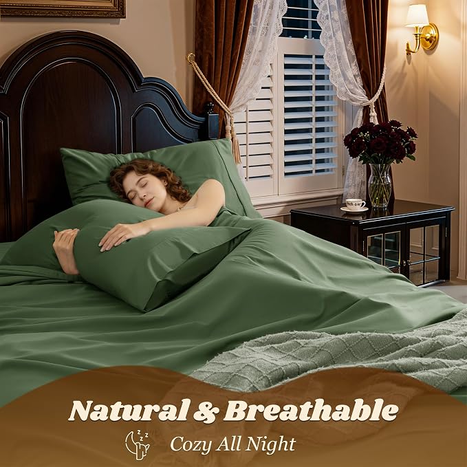 LBRO2M 1000 Thread Count 100% Egyptian Cotton Sheets Set King Size, 4 Piece - Image 5