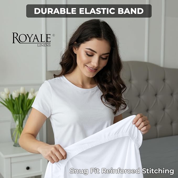 Royale Linens 100% Organic Cotton 2 Pack Fitted Sheet - Image 5