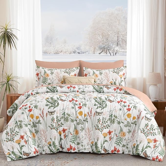 Yiran 7 Piece Floral Comforter Set Queen Size, Botanical Bed in a Bag - Image 8