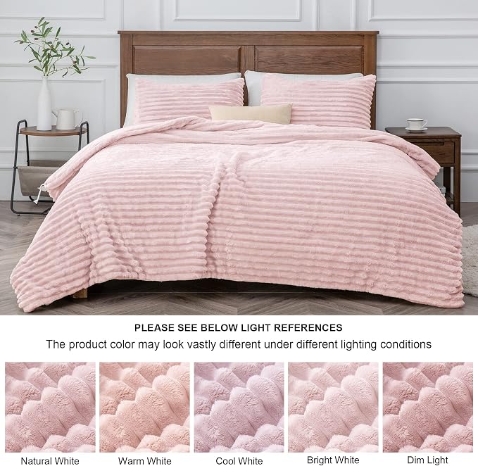 BEDELITE Fleece Full Comforter Set -Super Soft & Warm Fluffy Pink Bedding - Image 8