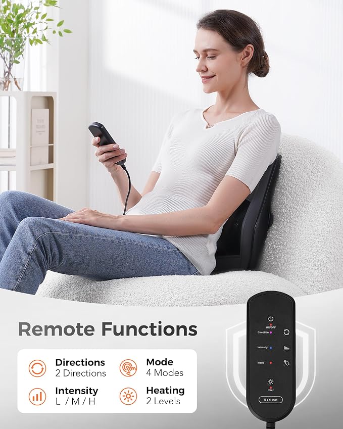 Boriwat Back Massager with Heat, 3D Kneading Massage Pillow - Image 6
