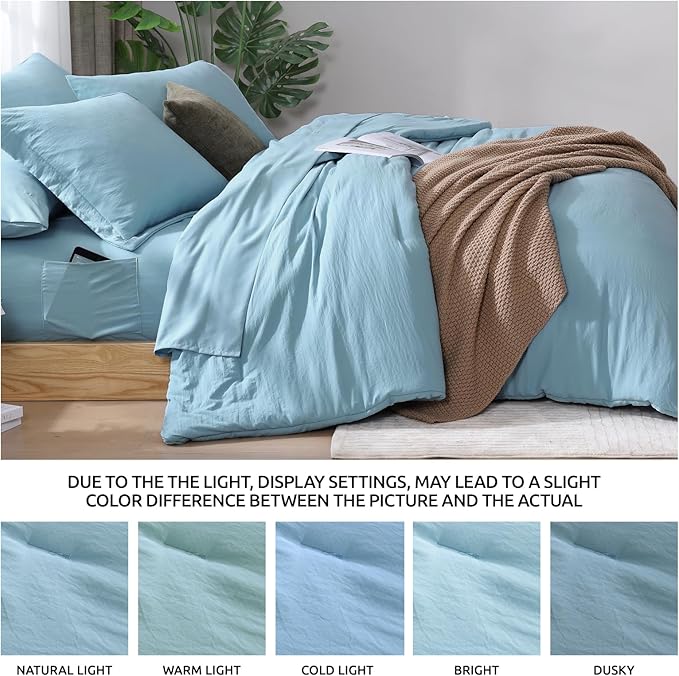 WRENSONGE King Size Comforter Set- 7 Pieces Soft Blue Bed in a Bag - Image 5