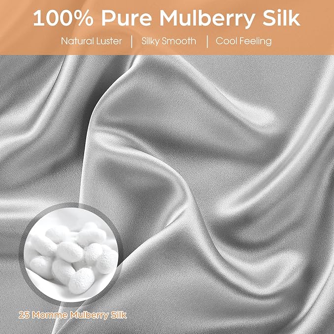 Silk Pillowcase for Hair and Skin, 2 Pack 100% Mulberry Silk Pillowcase 25 Momme - Image 3