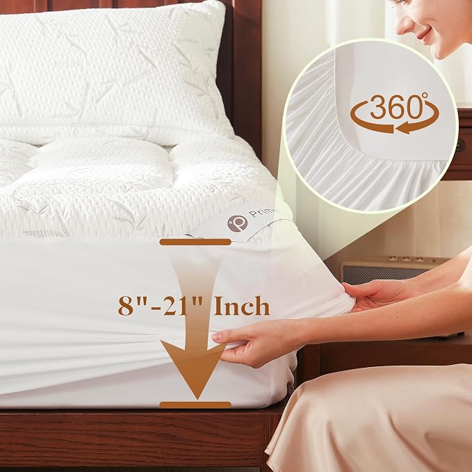 PRIMESOFT 100% Waterproof Full Size Mattress Topper, Thick Pillow Top Mattress - Image 6